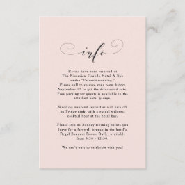 Tarjeta De Recepción Información boda rosa de melocotón simple elegante