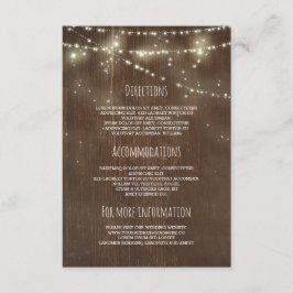 Tarjeta De Recepción Información Boda sobre Barn Wood ans String Lights
