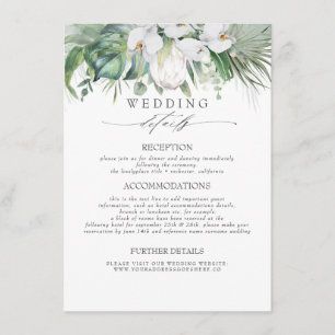 Tarjeta De Recepción Información Boda sobre la vegetación suave de las
