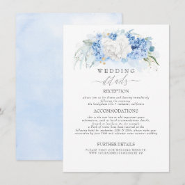 Tarjeta De Recepción Información Boda sobre las flores azules blancas y