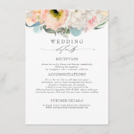 Tarjeta De Recepción Información Boda sobre las flores de color rosa ro