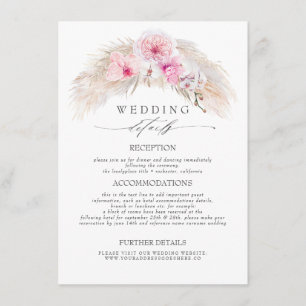 Tarjeta De Recepción Información Boda sobre las flores tropicales rosad
