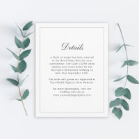 Información clásica de Boda de elegancia simple -