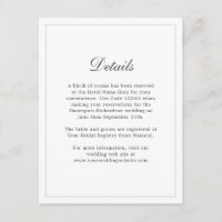 Información clásica sobre la boda elegante y simpl