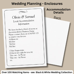 Tarjeta De Recepción Información de alojamiento - Scroll Black White In