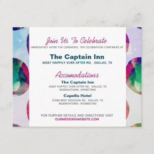 Tarjeta De Recepción Información de Boda Abstracta Boho Acuarela Rosa