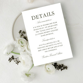 Tarjeta De Recepción Información de Boda Clásica Elegante Polvorienta V