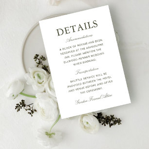 Tarjeta De Recepción Información de Boda Clásica Elegante Polvorienta V