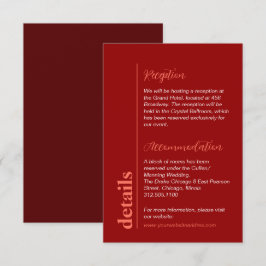 Tarjeta De Recepción Información de Boda Colorida de Cereza Moderna y R