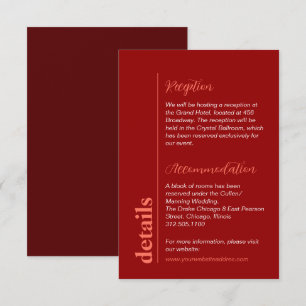 Tarjeta De Recepción Información de Boda Colorida de Cereza Moderna y R
