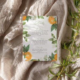 Tarjeta De Recepción Información de Boda con Acuarela de Naranja Mandar