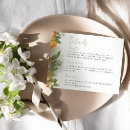 Tarjeta De Recepción Información de Boda con Acuarela de Naranja Mandar