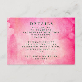 Tarjeta De Recepción Información de Boda de acuarela de Moda moderna