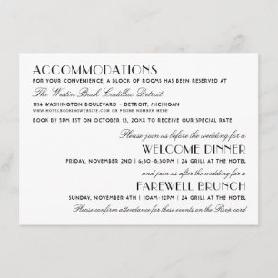 Tarjeta De Recepción Información de Boda de Art Deco Negro vintage