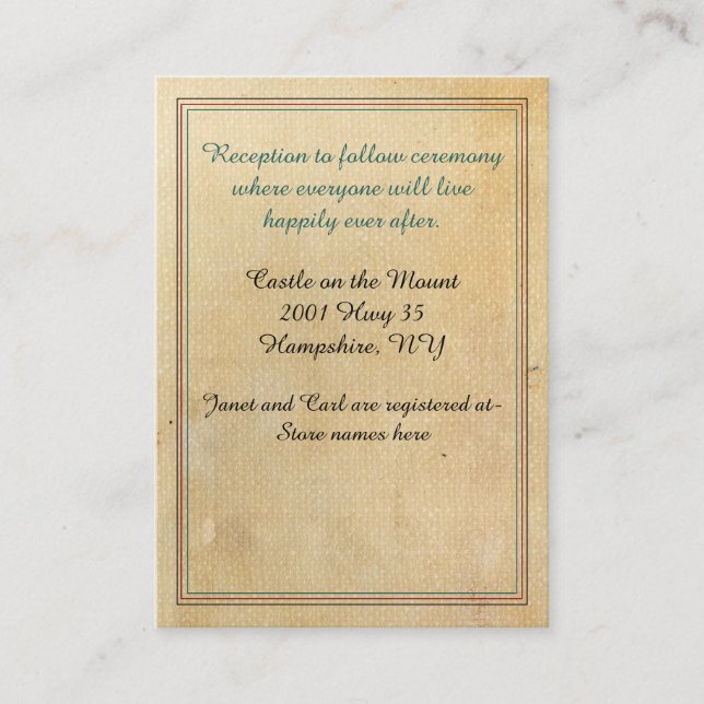 Tarjeta De Recepción Información de Boda de aspecto antiguo de hadas de (Anverso)