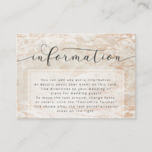 Tarjeta De Recepción Información de Boda de Canicas Modernas en Beige C