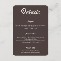Información de Boda de Chocolate Marrón Minimalist