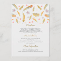 Información de Boda de color de agua Feathers Boho