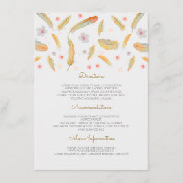Tarjeta De Recepción Información de Boda de color de agua Feathers Boho