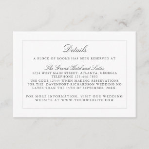 Tarjeta De Recepción Información de Boda de Elegancia Simple Clásica - 
