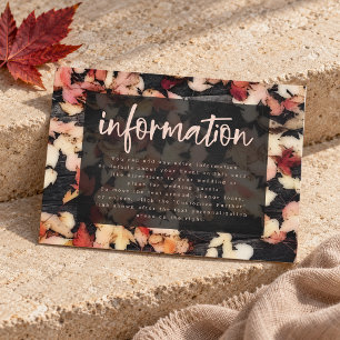 Tarjeta De Recepción Información de Boda de Hojas de Otoño en Madera Rú