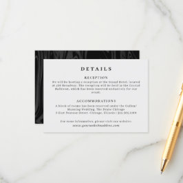 Tarjeta De Recepción Información de boda de mármol negro elegante