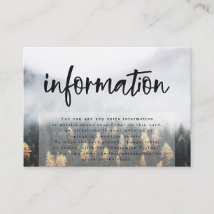 Tarjeta De Recepción Información de Boda de Pinos de Montaña Rústicos