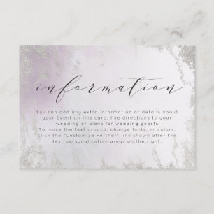 Tarjeta De Recepción Información de Boda de Relieve metalizado plateado