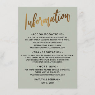 Tarjeta De Recepción Información de Boda de sabios sobre tipografía de 