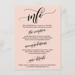 Tarjeta De Recepción Información de Boda de script con detalles simples