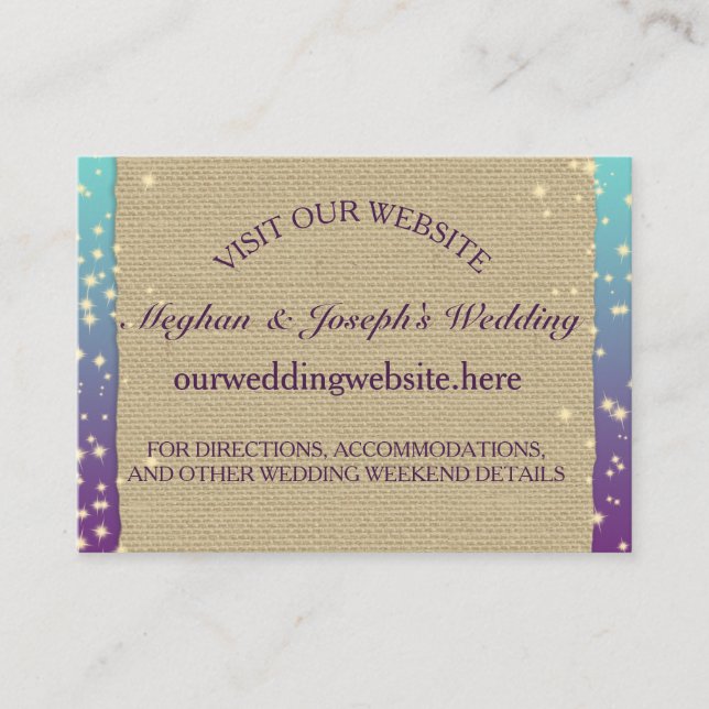 Tarjeta De Recepción Información de Boda de Sparkle Ombre rusa insertad (Anverso)
