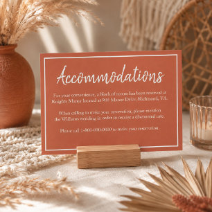 Tarjeta De Recepción Información de Boda de Terracota Rústica 