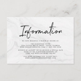 Tarjeta De Recepción Información de Boda en Escritura Moderna de Mármol