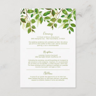 Tarjeta De Recepción Información de Boda en Prado de Vegetación Elegant