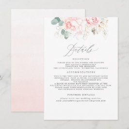 Tarjeta De Recepción Información de Boda floral elegante rosa