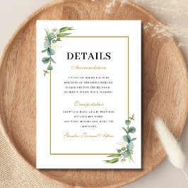 Tarjeta De Recepción Información de Boda Geométrica con Verde de Eucali