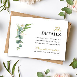 Tarjeta De Recepción Información de Boda Geométrica con Verde de Eucali