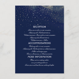 Tarjeta De Recepción Información de Boda nocturno Gold y Navy Starry