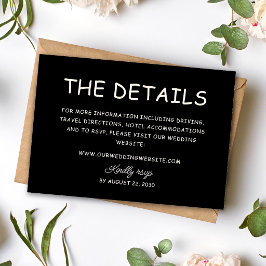Tarjeta De Recepción Información de Boda Retro en Negro y Marfil