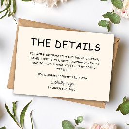 Tarjeta De Recepción Información de Boda Retro en Negro y Marfil