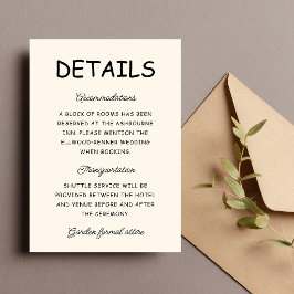 Tarjeta De Recepción Información de Boda Retro en Negro y Marfil