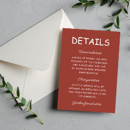 Tarjeta De Recepción Información de Boda Retro Rojo y Blanco