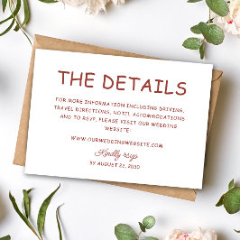 Tarjeta De Recepción Información de Boda Retro Rojo y Blanco