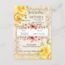 Información de Boda Romántica con Pastel Insert