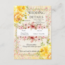 Tarjeta De Recepción Información de Boda Romántica con Pastel Insert