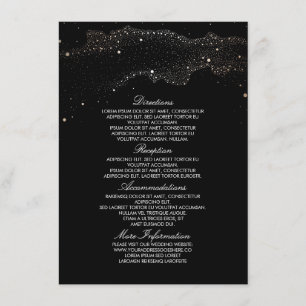 Tarjeta De Recepción Información de Boda Starry Night Black and Gold