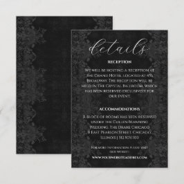 Tarjeta De Recepción Información de Boda Victoriana Negra y Melancólica