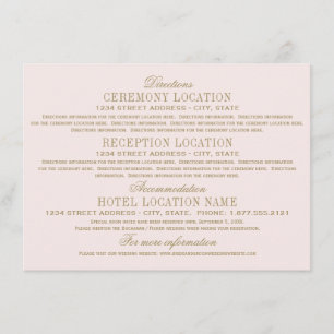 Tarjeta De Recepción Información de bodas antiguas antiguas de color ro