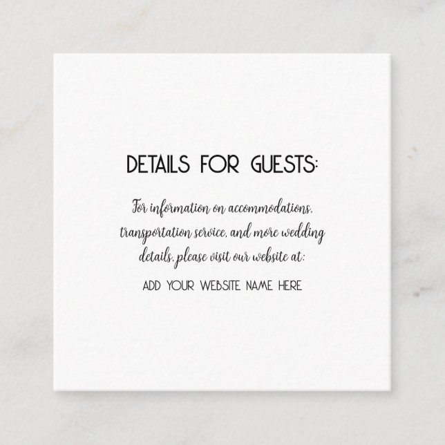 Tarjeta De Recepción Información de bodas invitados Guay blanco negro (Anverso)
