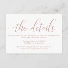 Tarjeta De Recepción Información de caligrafía elegante de oro Rosa